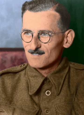 colourised head‑and‑shoulders portrait of a World War II British soldier in uniform with natural tones and restored detail – professionally colourised by Perth photo restoration specialist