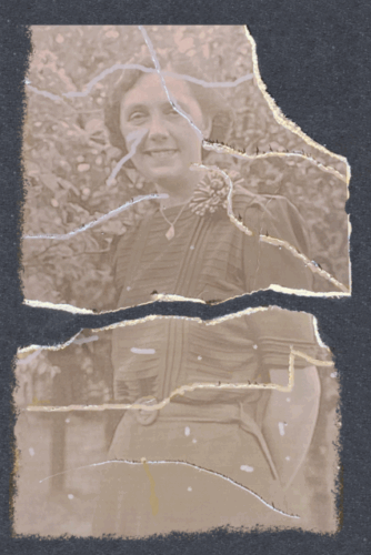 torn and faded sepia 1942 photo of a lady – original image ready for professional colourisation