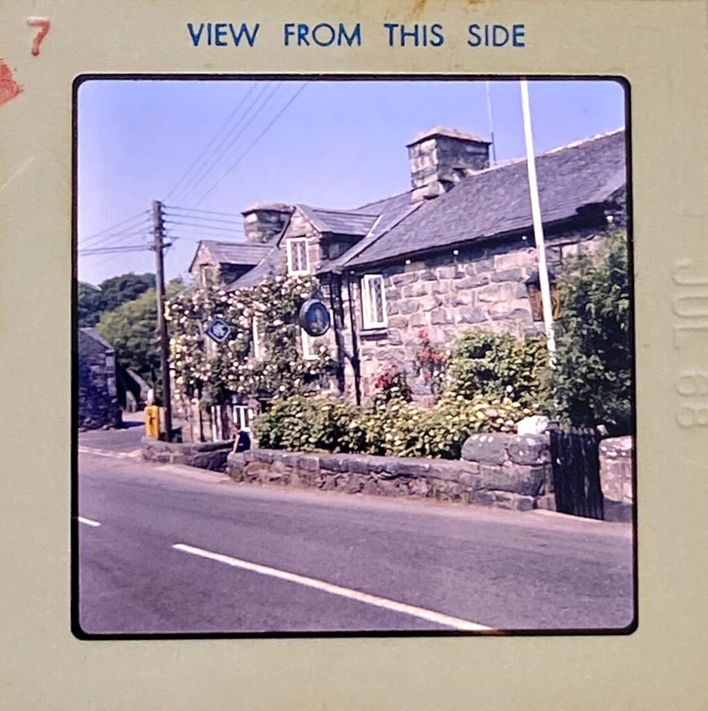 slightly discoloured 1960s slide of an English street scene – original image ready for professional slide restoration