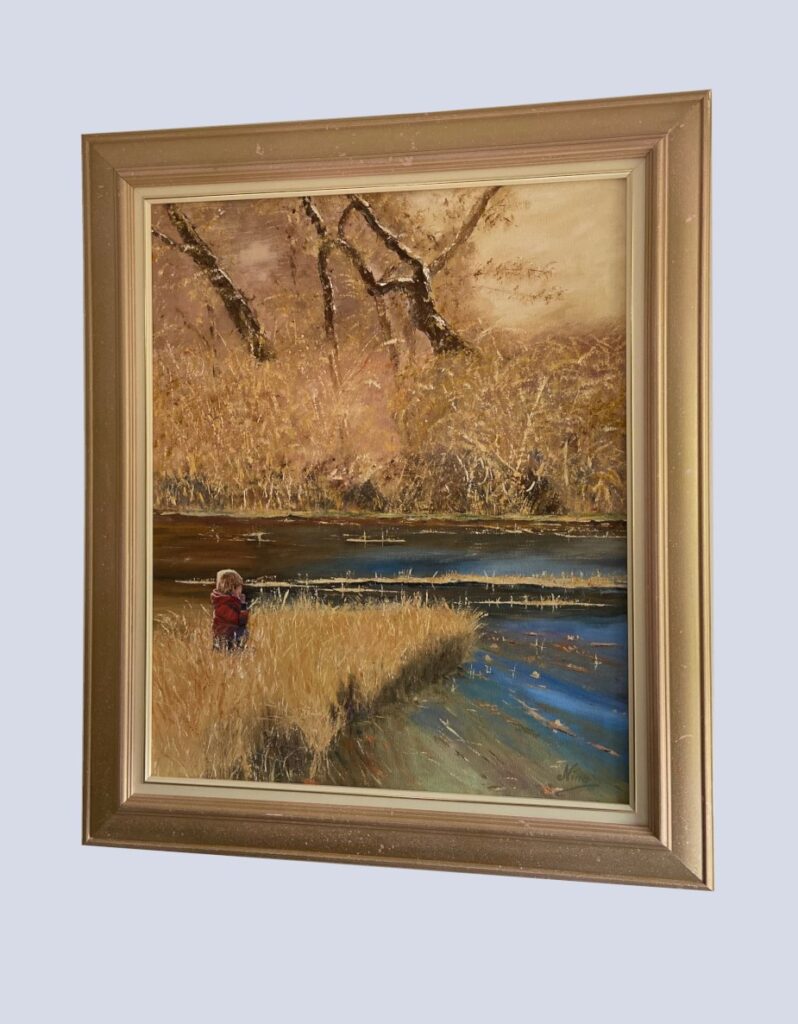 custom picture frame for oil painting on canvas – professionally stretched and framed by Perth framing specialist