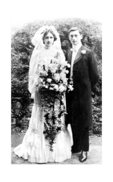 original 1901 black and white wedding photo – faded, damaged image for professional photo restoration in Perth