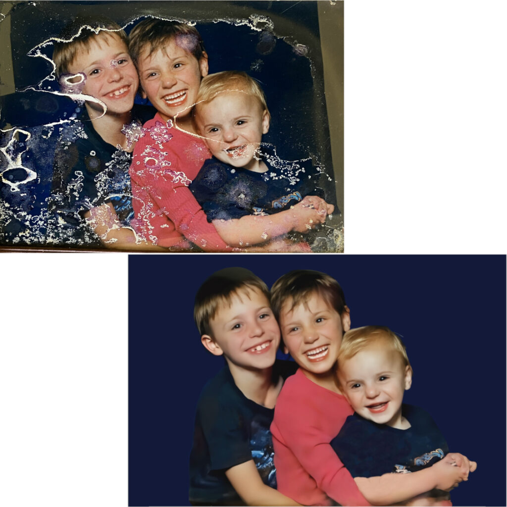 Photo stuck to glass and restored by professional photo restorer in Perth