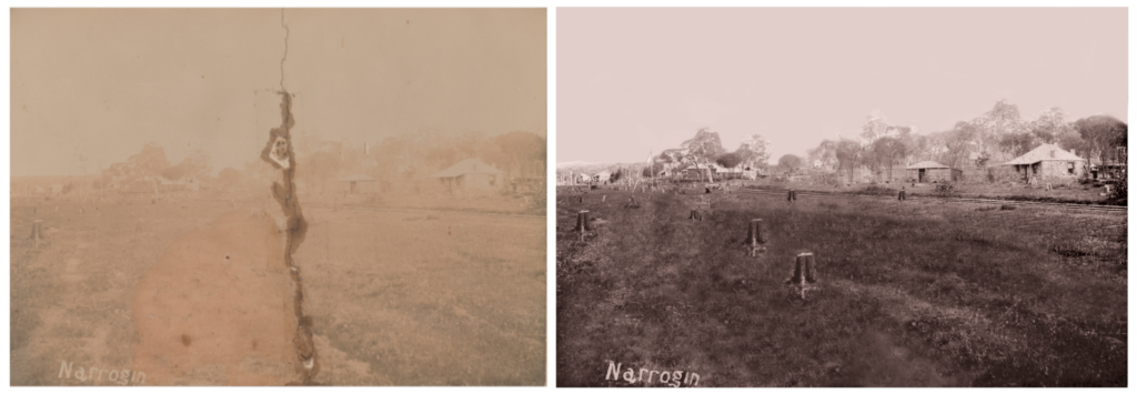 Before and after of restored image of old Narrogin Western Australia restored by Perth professional restoration specialist